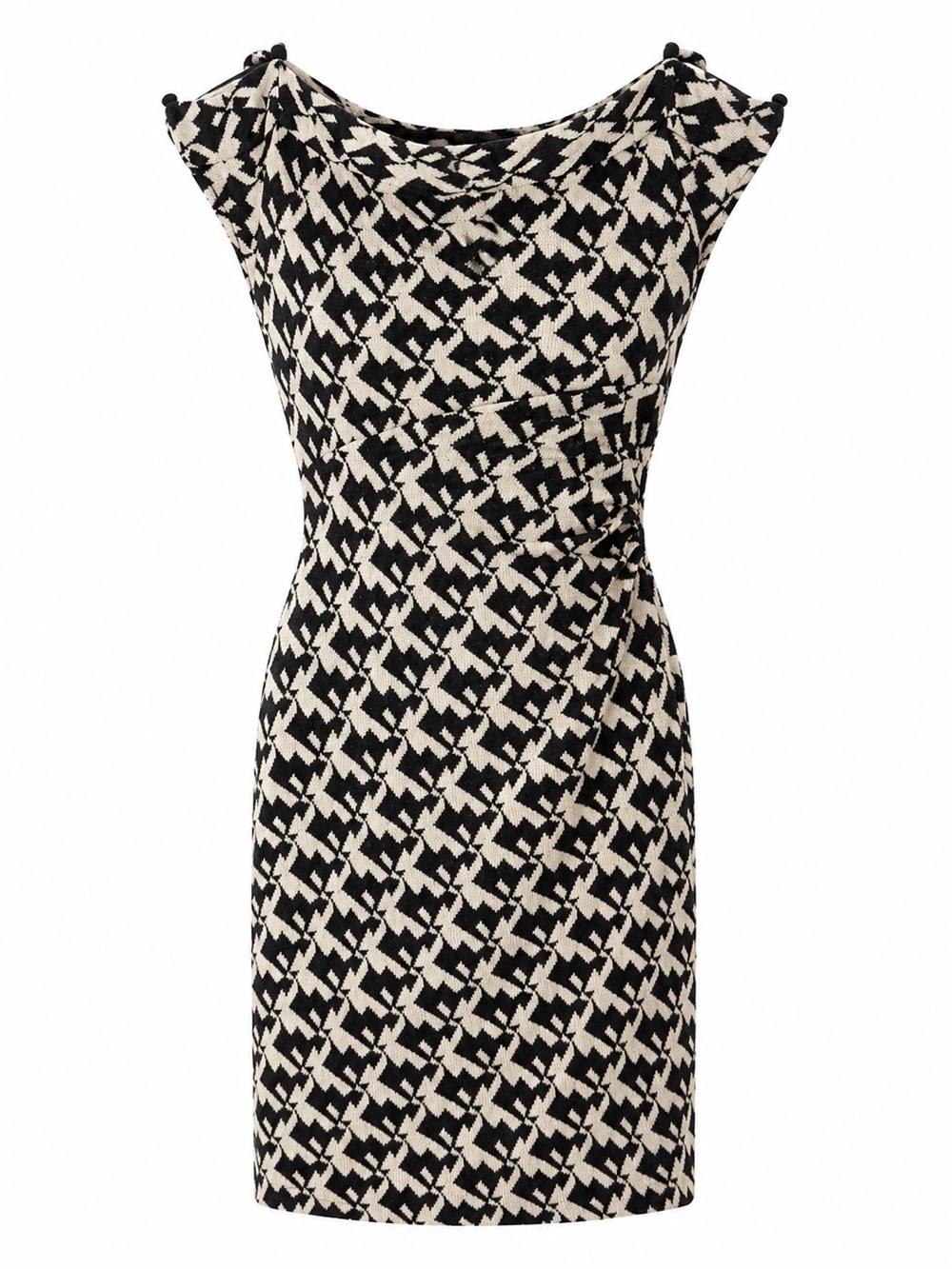Diane Von Furstenberg Black & White Houndstooth Knit Dress Sleeveless